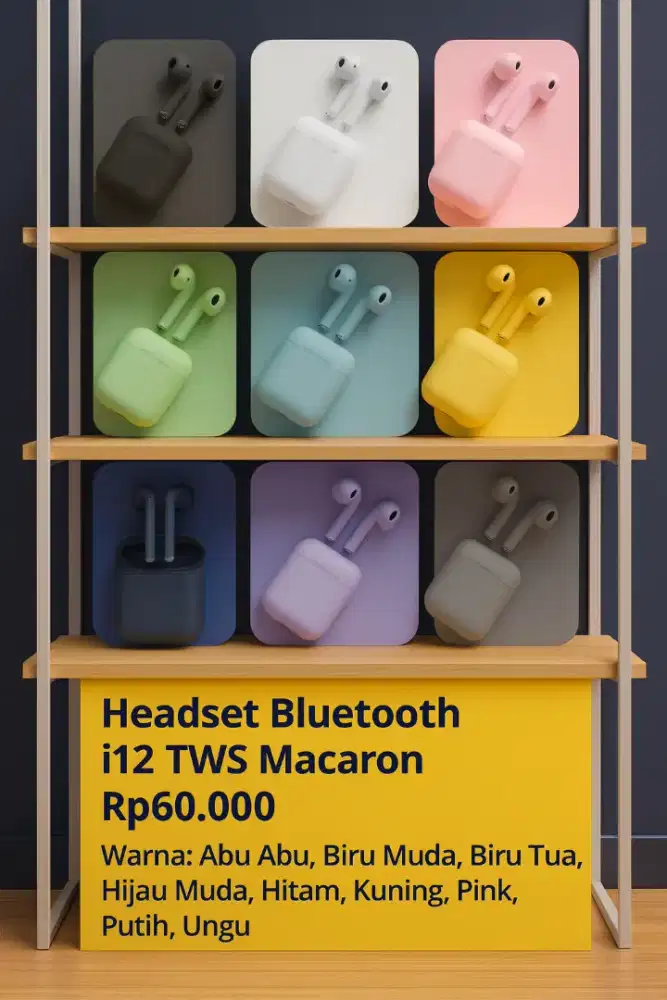 Headset Handsfree Earphone Wireless Bluetooth inpods i12 TWS Macaron