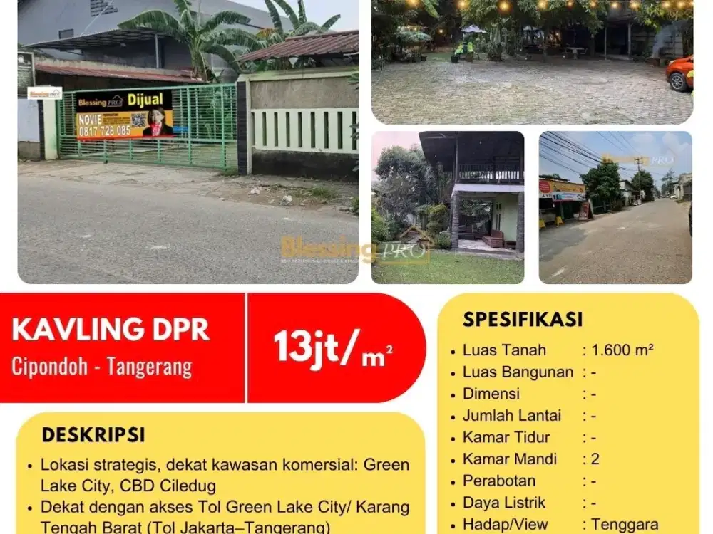 DIJUAL KAVLING DPR CIPONDOH TANGERANG