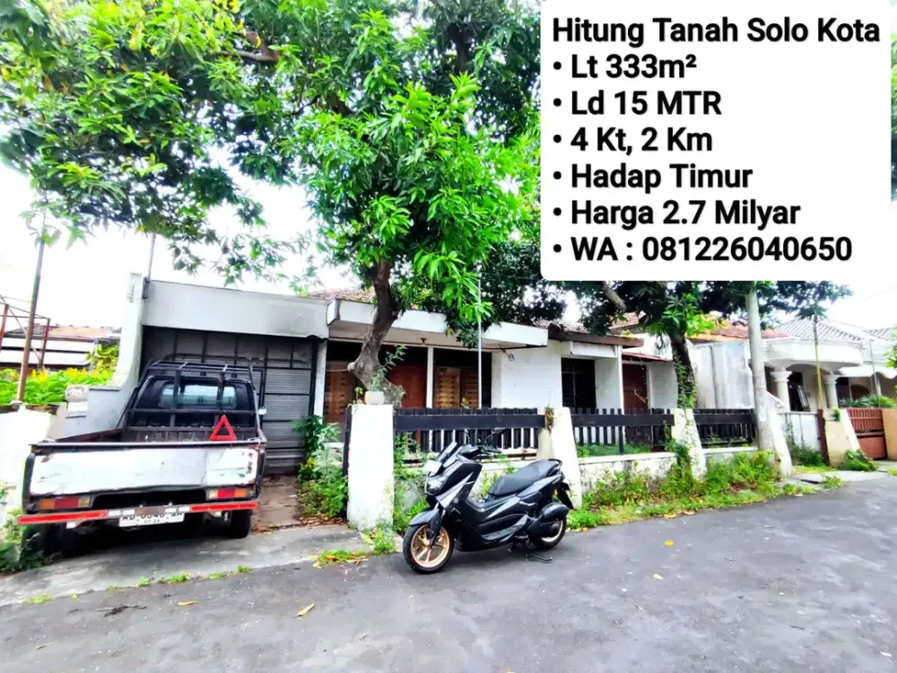 Jual Rumah Lama Hitung Tanah Area Dekat Manahan, Dekat Hotel, Mall, Kantor, RS