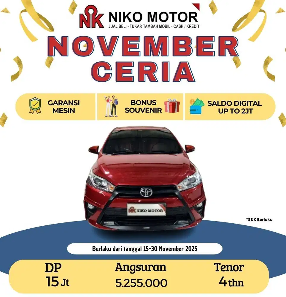 (ANTIK KM60RB) YARIS S TRD DUAL VVTI 2017 AT :2016