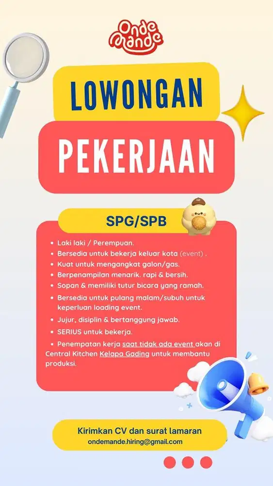 Lowongan pekerjaan SPG / SPB makanan