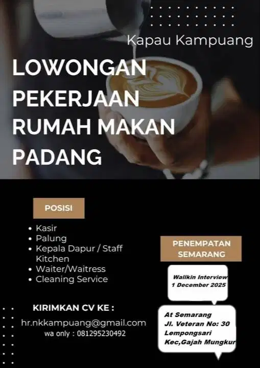 Lowongan Rumah MAkan Padang Kampuang Kapau