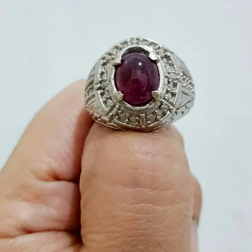 Cincin batu ruby, blue topaz, fluorite, red garnet, blue kyanite, opal