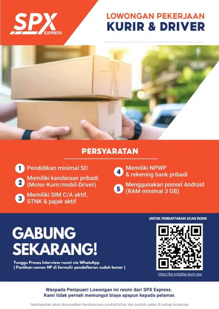 Lowongan Pekerjaan Kurir/Driver SPX