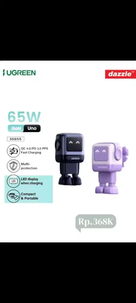 Ugreen adaptor 65 Watt 3-port fast charging