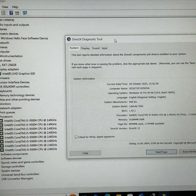 DELL LATITUDE 5501 CORE I5-9300H RAM 16GB SSD 256GB 15.6inci FHD IPS