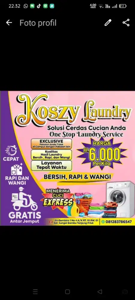 Butuh karyawan frelance  laundryan