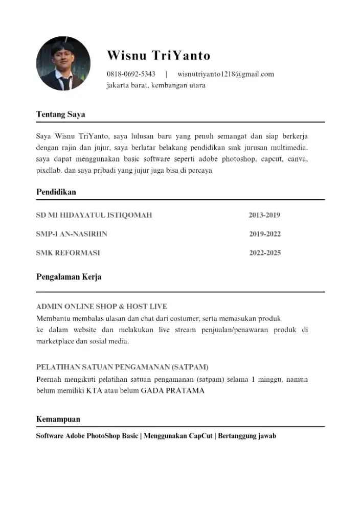 BUTUH LOWONGAN YANG MENERIMA LULUSAN BARU SMK