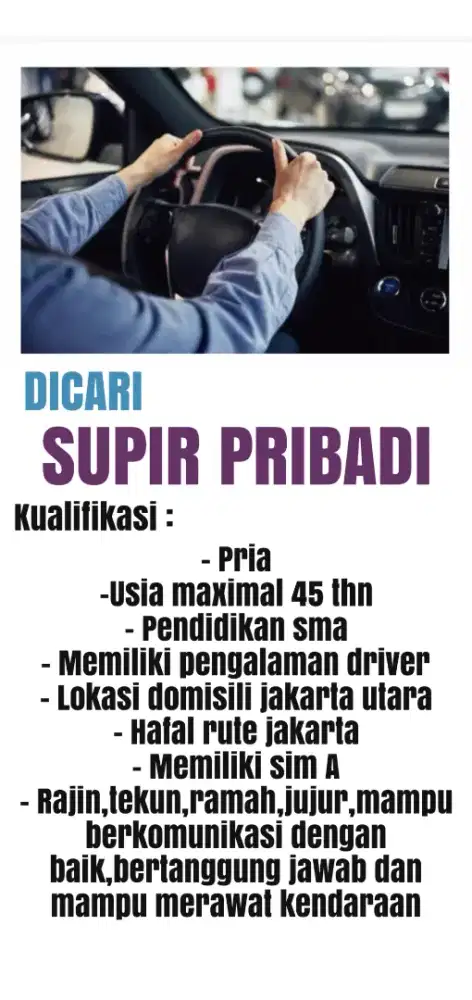 DICARI DRIVER PRIBADI