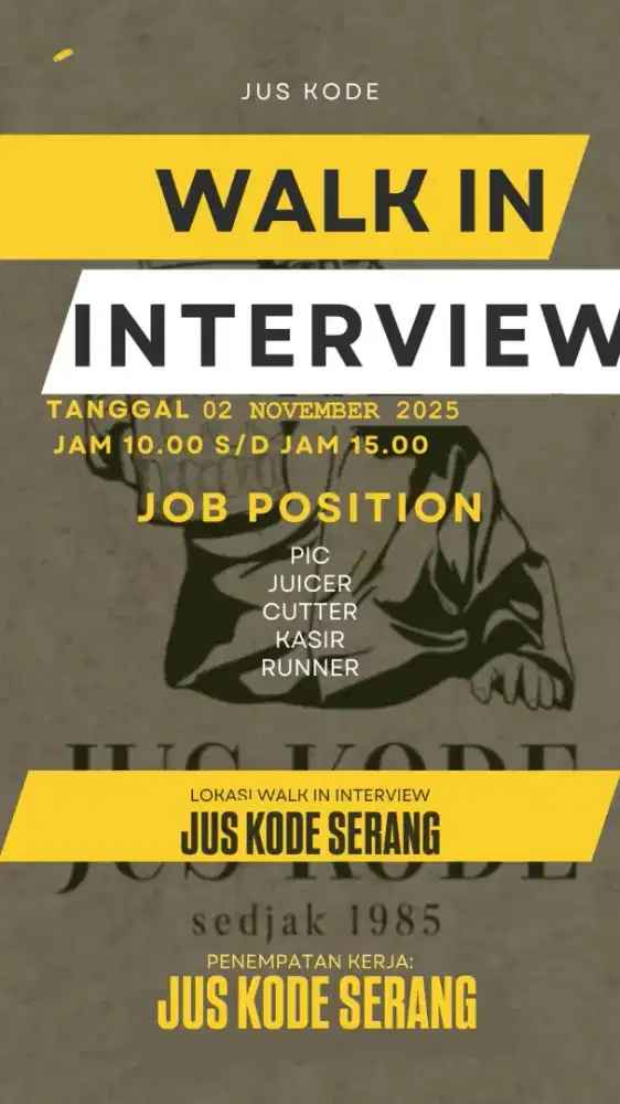 Walk in interview di jus kode serang