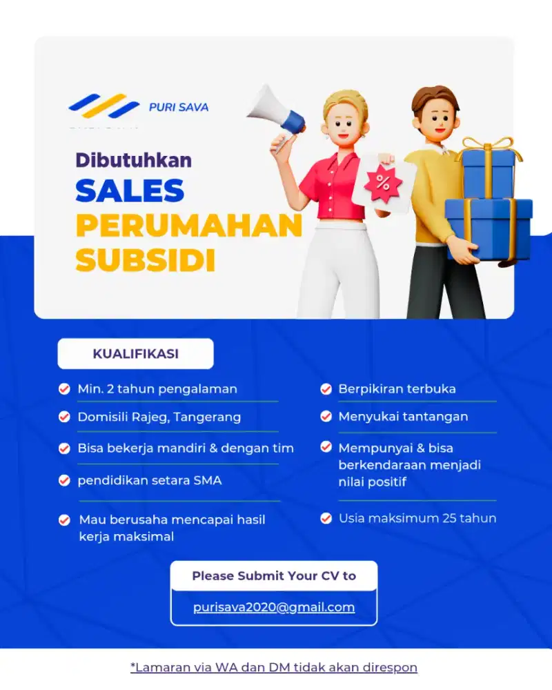 SALES SUPERVISOR RUMAH SUBSIDI RAJEG TANGERANG LOWONGAN
