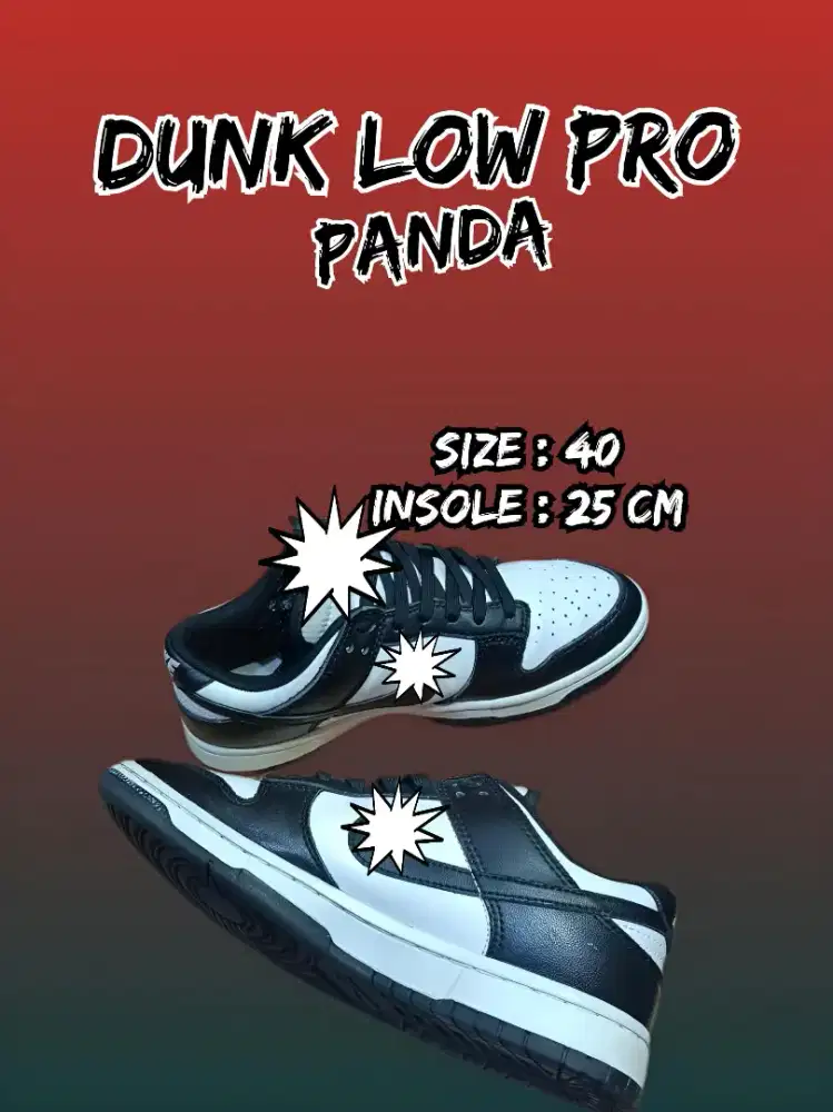 Sepatu sneakers second esbe dunk low panda size 40 insole 25cm