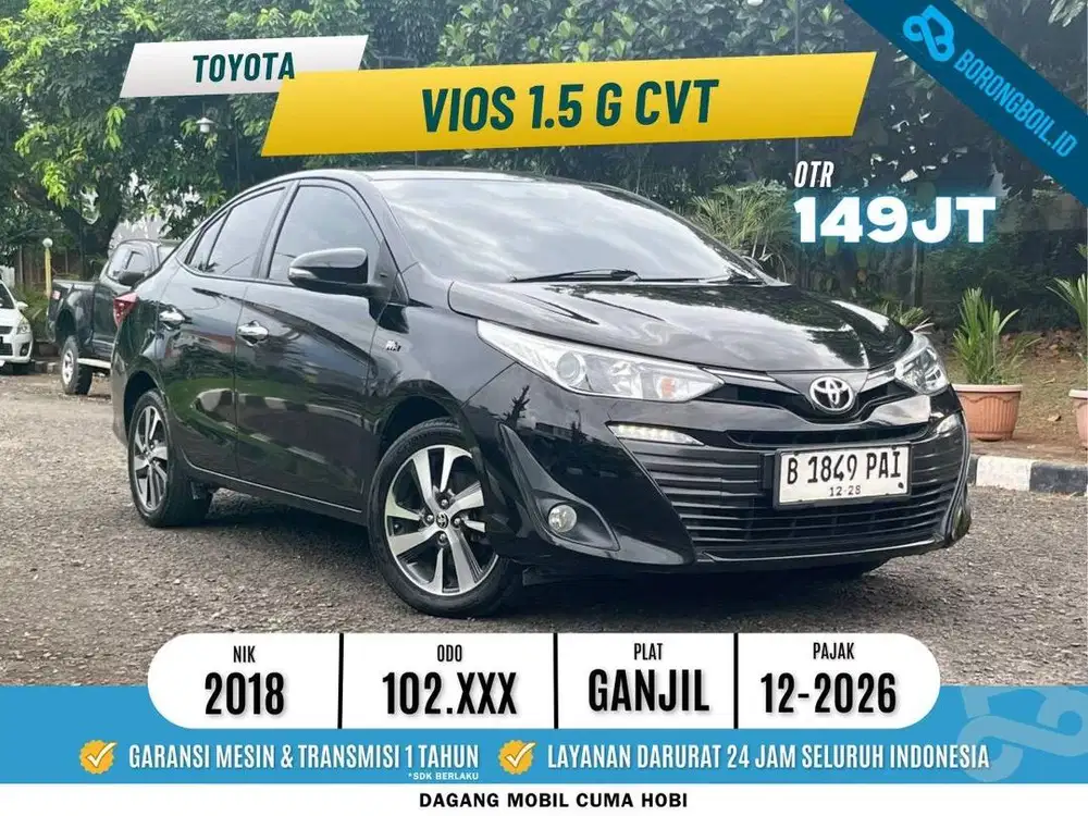 Vios 1.5 G cvt 2018 Hitam Metalik - 150 Jutaan Cash