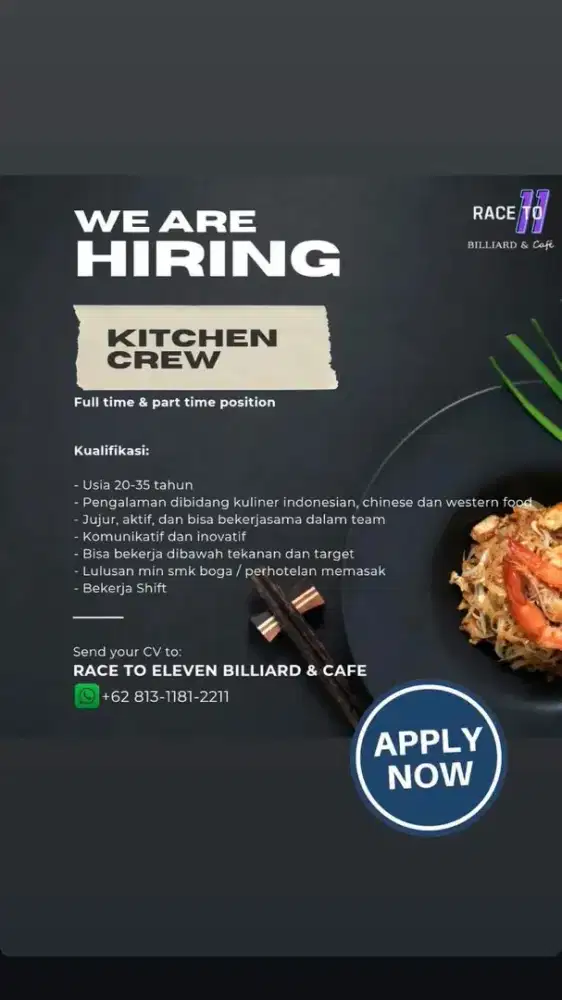 Dicari Helper kitchen