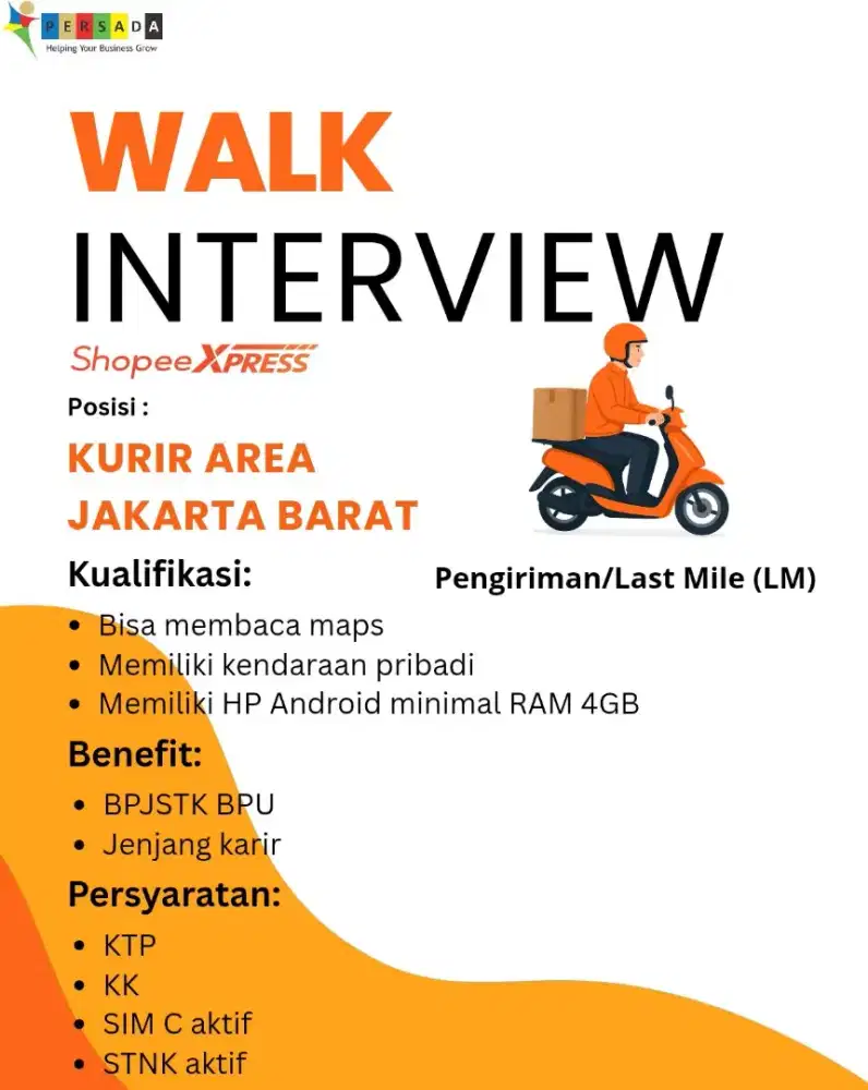 Walk Interview Kurir Motor Shopee Express (SPX) Area Jakarta Barat
