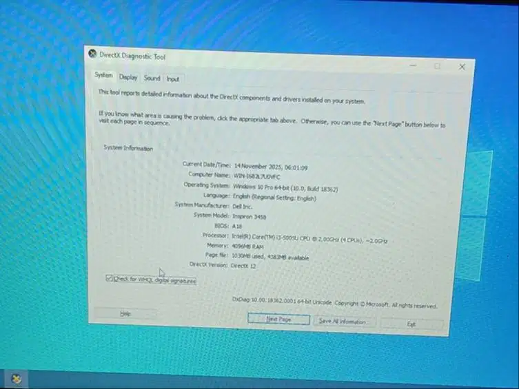 Laptop Dell Inspiron Intel Core i3 Gen 5