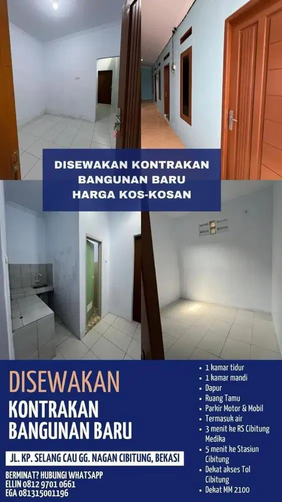 KONTRAKAN CIBITUNG DEKAT STASIUN CIBITUNG MM2100 CIKARANG