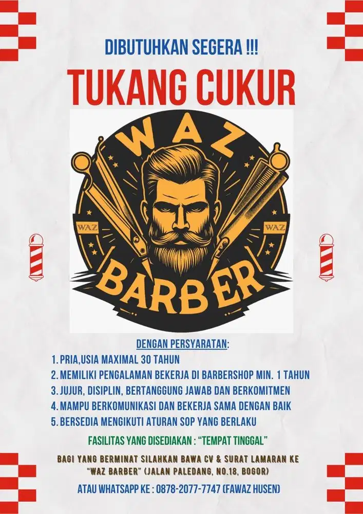 Dibutuhkan Segera Tukang Cukur