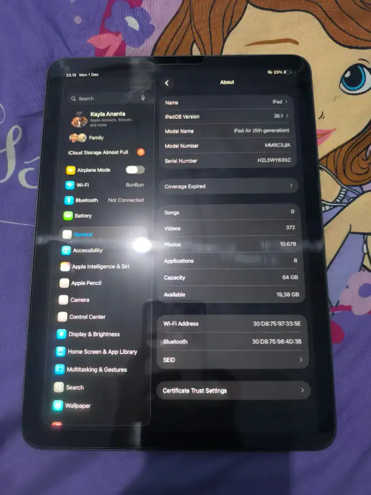 Ipad air gen 5 64gb only ipad