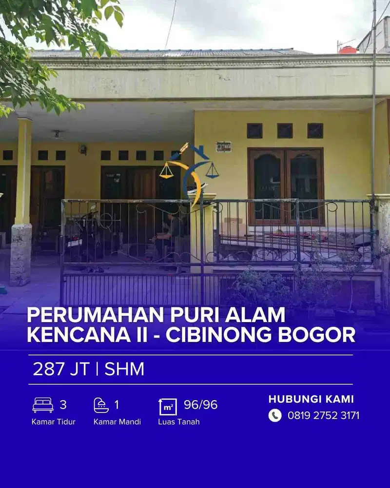 DI JUAL RUMAH VIA CESSIE ( PERUMAHAN PURI ALAM - CIBINONG)