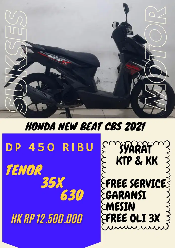DP MURAH HONDA NEW BEAT CBS 2021 DP 450 RIBU BISA CASH/KREDIT
