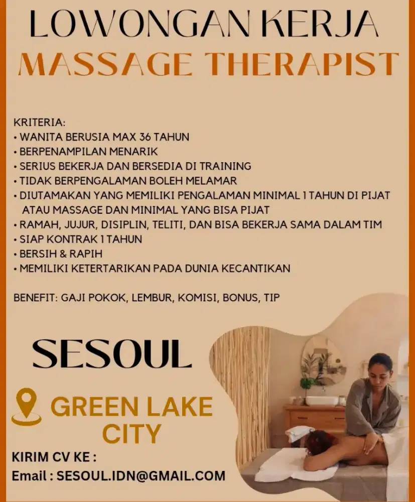 LOWONGAN KERJA MASSAGE THERAPIST