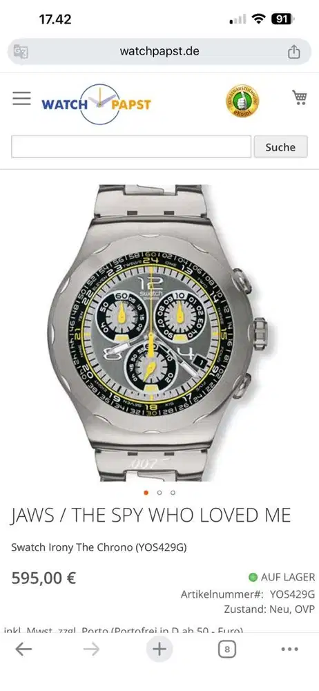 Jam Vintage SWATCH JAWS / THE SPY YOU LOVED ME JAMES BOND 007 EDITION