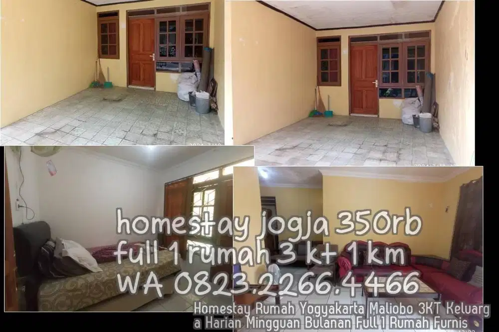 Homestay Rumah Yogyakarta Maliobo 3KT Keluarga Harian Mingguan Bulanan