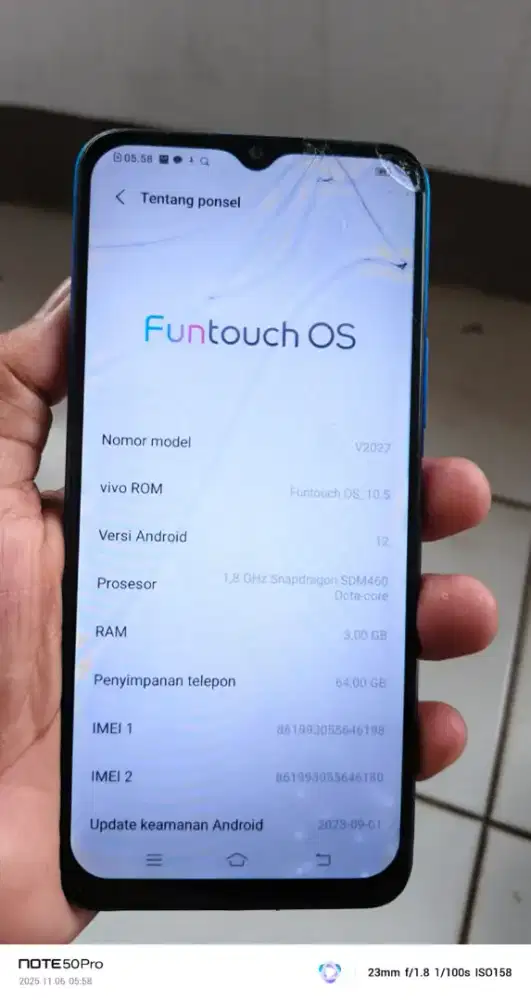 Vivo  y20    3/64 mnus lyar retak normal smua