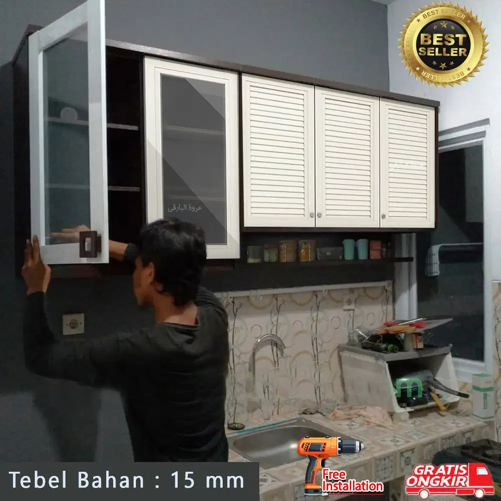 KITCHEN SET LEMARI DAPUR GANTUNG (FREE ONGKIR & PEMASANGAN)