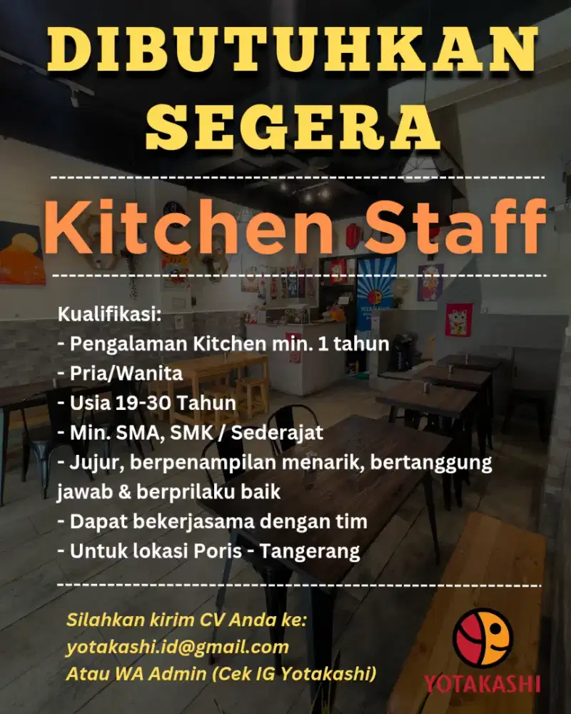 Dibutuhkan KITCHEN STAFF