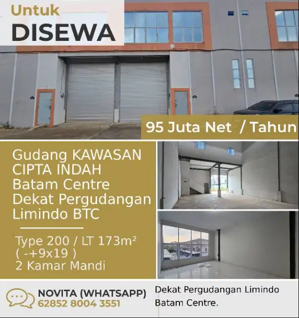 1 Unit Gudang KAWASAN CIPTA INDAH Batam Centre.