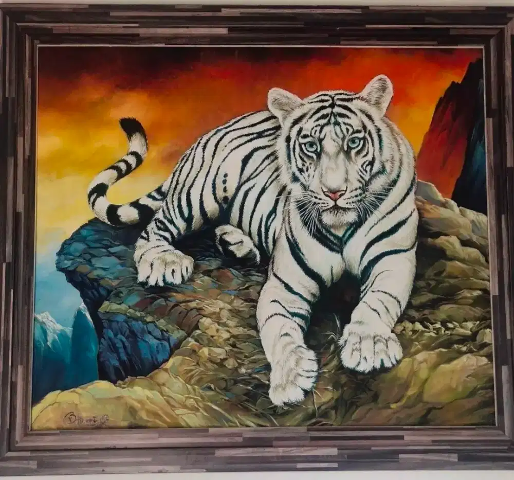 lukisan harimau putih bukan cetak