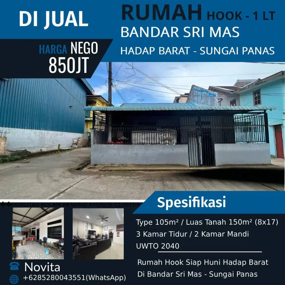 Rumah Hook Siap Huni Hadap Barat Di Bandar Sri Mas - Sungai Panas