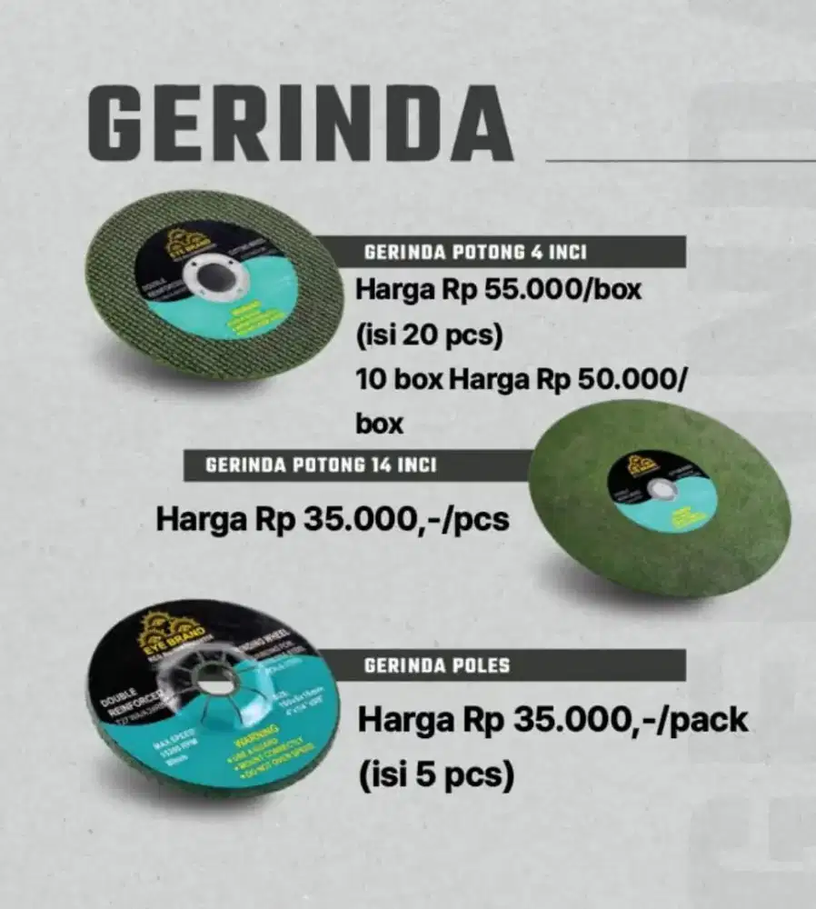 Gerinda Cutting Eye Brand, Kualitas Tajam, Harga Murah