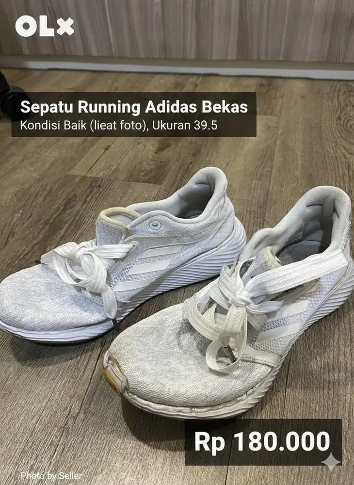 Sepatu Adidas Original Putih - Cocok untuk Lari & Santai - Sz 39.5