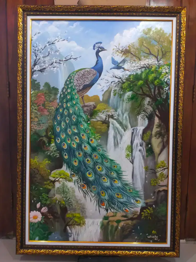 Lukisan burung merak ukuran 150×100 cm