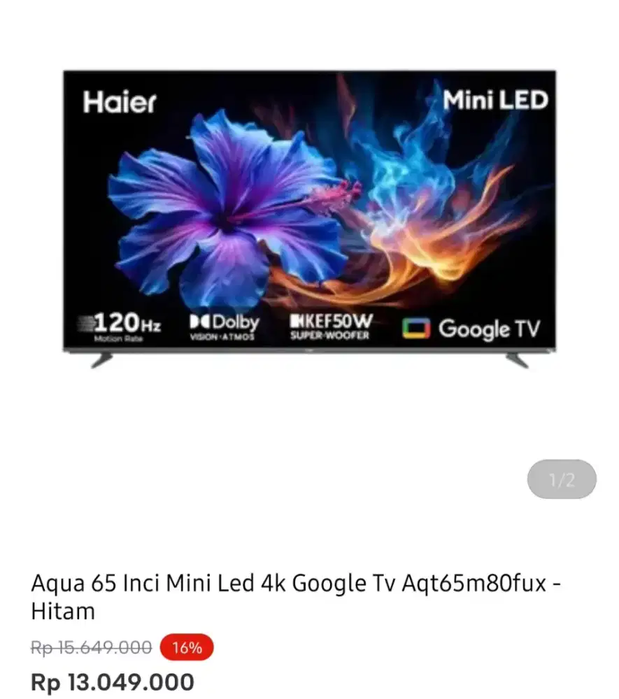 AQUA GOOGLE TV MINI LED 65 INCI