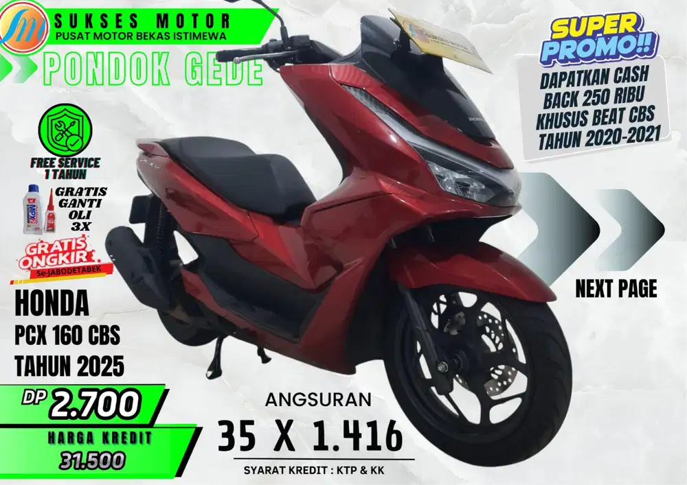 PCX 160 CBS TH 2025 DP MURAH ANGS RINGAN PROSES CEPAT CASH KREDIT