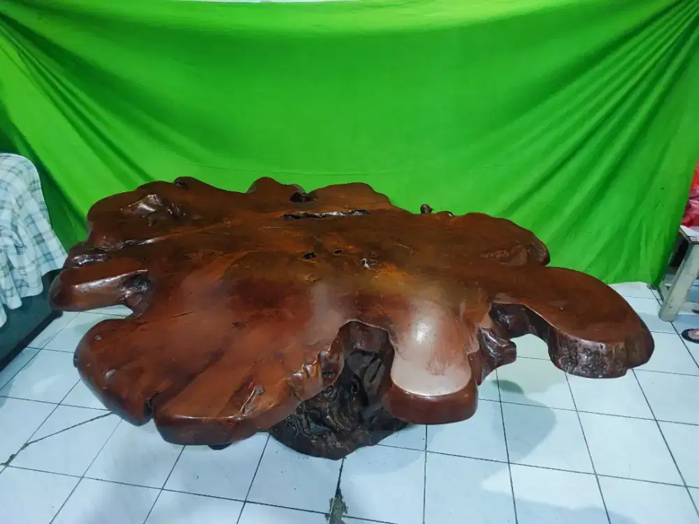 Meja kayu akar gembol