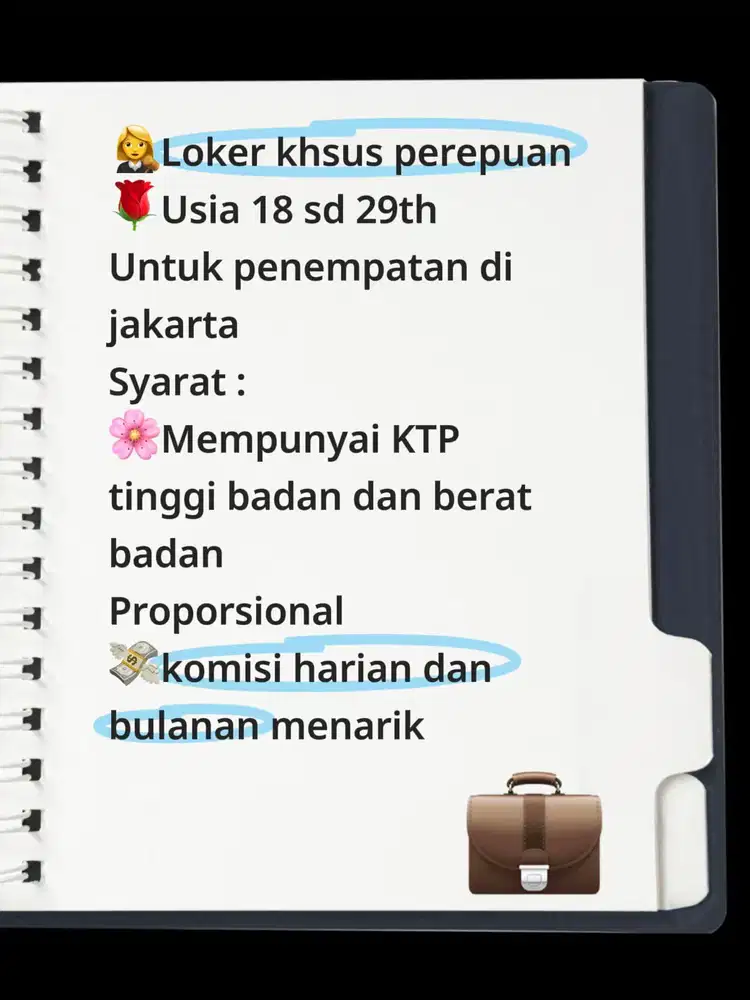 Loker khusus WANITA/PEREMPUAN