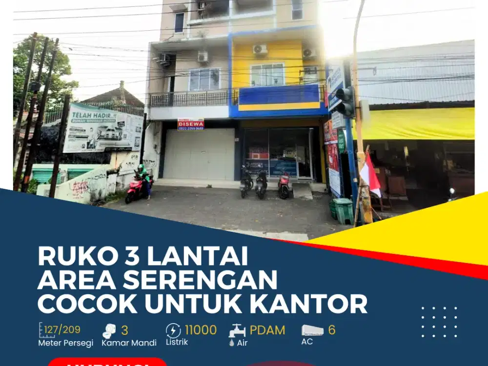 Ruko 3 Lantai Serengan Cocok Untuk Kantor/Investasi
