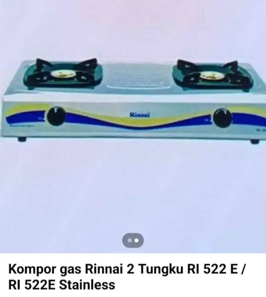 Kompor gas Rinnai 2 Tungku RI 522 E / RI 522E Stainless