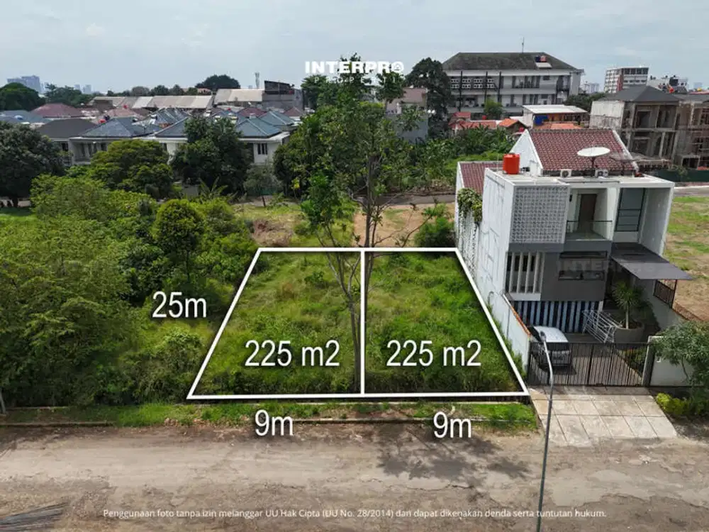 Kavling Dalam Cluster Intercon Kebon Jeruk Dijual Hadap Utara - Luas 225m2