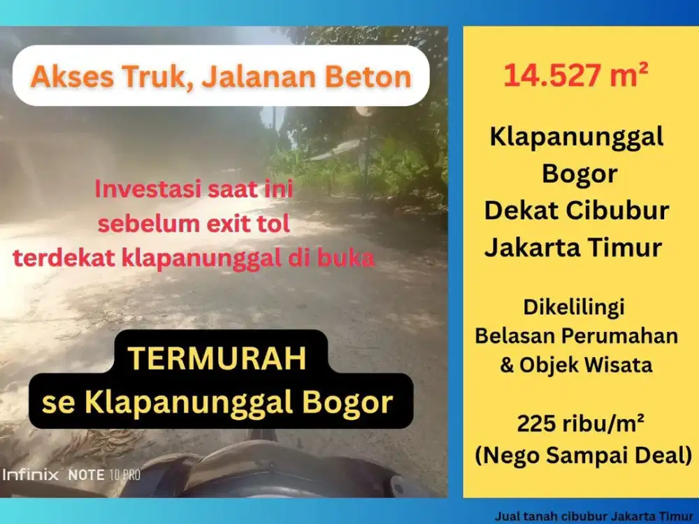Tanah Luas & Murah Dekat Cibubur Jakarta Timur – Akses Cepat ke Tol Jagorawi & LRT! Cocok Buat Hunian, Cluster, atau Investasi!