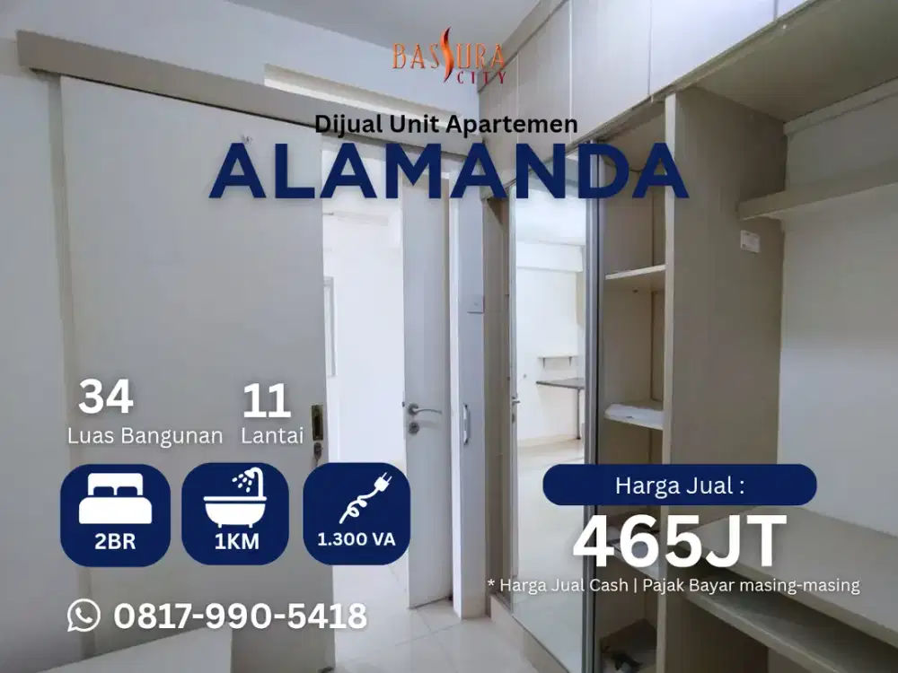 Jual 2BR semi furnished atas mall tower Alamanda 465jt siap huni
