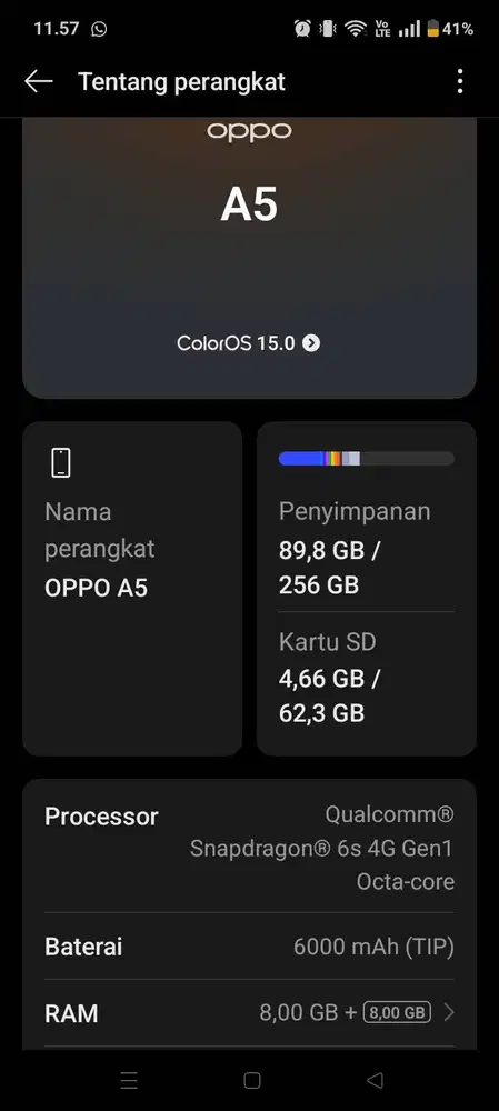 fs : Oppo A5,Kelengkapan Lengkap