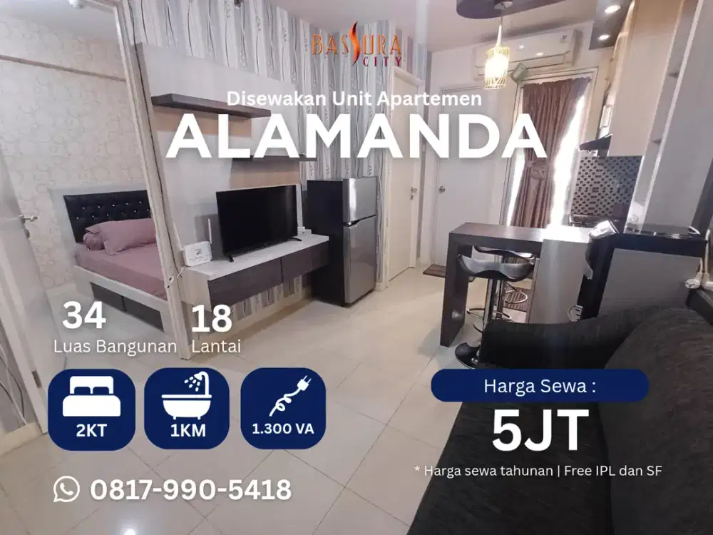 sewa 2BR Furnished tower Alamanda apartemen Bassura City