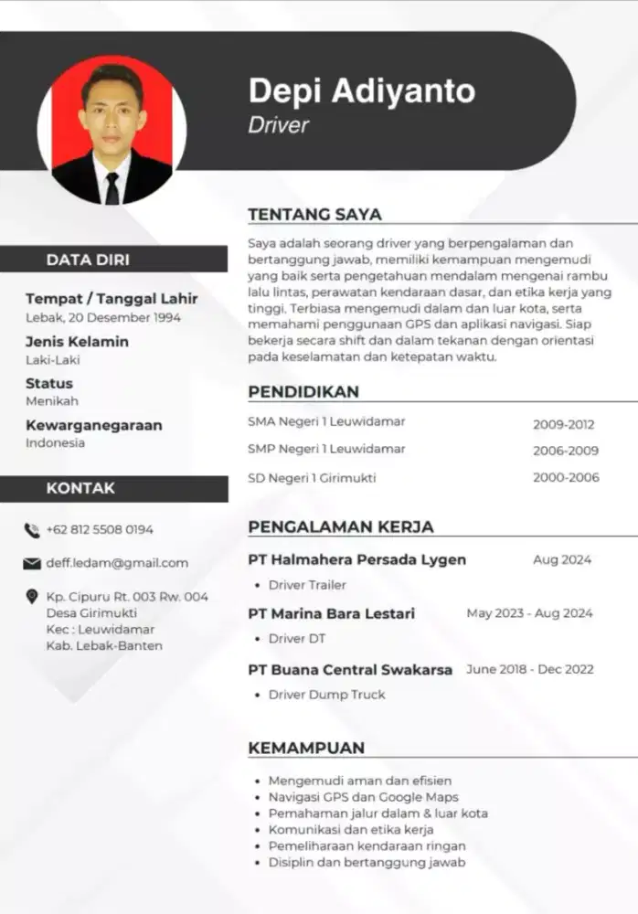 Mencari kerja Driver dan apasaja.