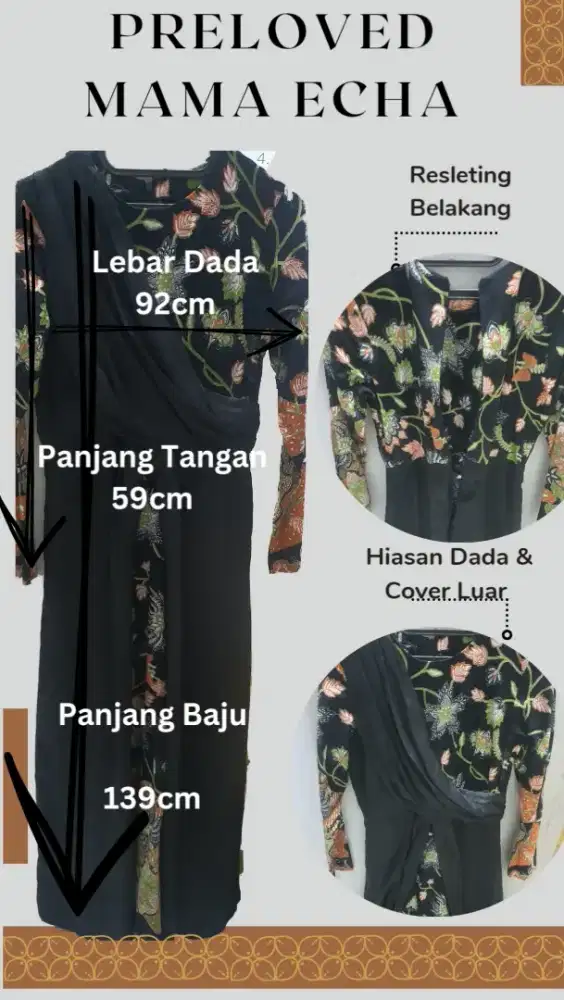 Dress Batik Hitam bercorak